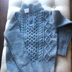 Gray cable knit mock neck sweater